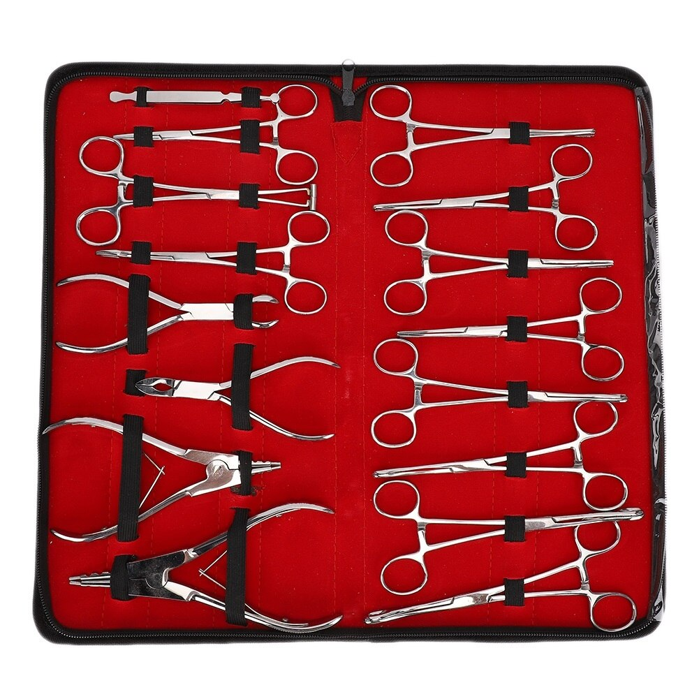 16pcs/set Professional Body Piercing Tools Forceps Clamps Pliers Tongue